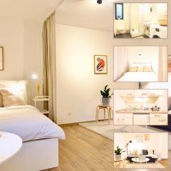 2 stylische separate Apartments mit zwei privaten Stellplätzen für bis zu 8 Personen und stadtnah