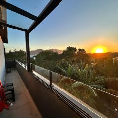 Cobertura com vista pôr do sol, praia do Campeche