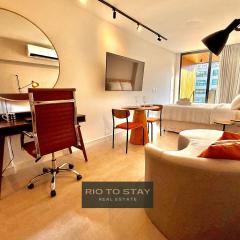 Studio Leblon - Novo, varanda, piscina e gym