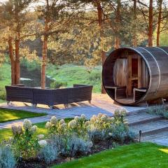 Domek LAVENDA z widokiem na rzekę - Basen, Jacuzzi, Sauna - Magiczny ogród - 0,5ha prywatnej przestrzeni