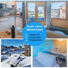 Studio cabine vue montagne au pied des pistes & commerces