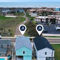 Sleeps 24 2 Homes Walk to the Beach Private Pools Fire Pit Modern Design