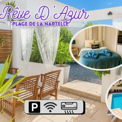 Rêve D'azur plage de la Nartelle studio 20m2 avec piscine partagée, parking Barbecue, draps inclus à la Nartelle