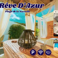 Rêve D'azur plage de la Nartelle, maison Julia avec Piscine partagée, Parking & Terrasse BBQ, Wifi et Draps Inclus