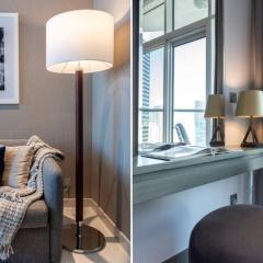 stuido with cannal and city sky view