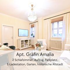 GRÄFIN AMALIA - Apartment in der historischen Hinterburg Schlitz - 2 Schlafzimmer - mit Aufzug, Parkplatz, E-Ladestation & Garten - nahe Fulda und Bad Hersfeld