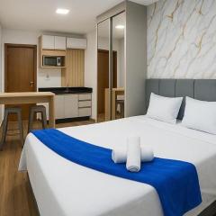 Studio aconchegante com piscina a 350m da praia