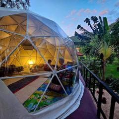 A dome At Treehouse Outdoor Bathroom Facing The Mountains