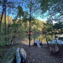 Waterfront A Frame with Dock Canoe Kayaks Family