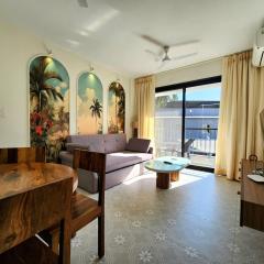 Tropical 1BHK Modern Apartment with Pool, Balcony - 5 Minutes to Candolim Beach