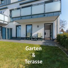 Modernes Apartment mit Terrasse & Garten, Parkplatz & Self-Check-in