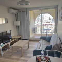 Superbe F2 climatisé traversant vue port 2 étoiles