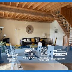 Nid de pie Grand duplex lumineux cadre verdoyant calme à 5 mn de la mer près Port en Bessin, Bayeux, Omaha Beach,