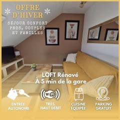 Loft Moderne et Rénové - Idéal Pros & Familles - 1 à 4 pers - Wifi - 5 min de la Gare