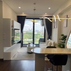 Hommit - Căn hộ 1 phòng ngủ, 2 giường, 1 WC view hồ, máy chiếu, tivi lớn, đồ bếp đầy đủ, máy giặt sấy, Tòa Masteri A - Vinhomes Smartcity Tây Mỗ