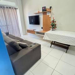 Apartamento na Praia Grande na Aviação - Varanda Gourmet com churrasqueira, WiFi - Ar Condicionado - Estacionamento e vista para o Mar - Acomoda ate 6 pessoas