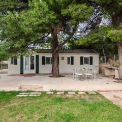 Family mobile home solar powered near the sea and the airport