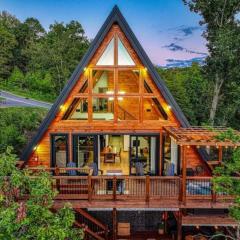 New Lux A-Frame Cabin near Dollywood! Hot Tub, Fire Pit, Pool & Mountain Vibes!