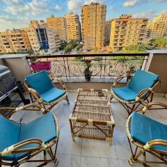 Bright 3BR Nasr City Stay Balcony and BBQ