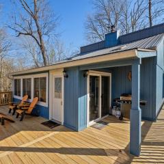 Little blue house on the lake
