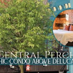 Chic Downtown Retreat Fireplace Game Area