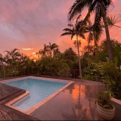 Charmant T2, jardin tropical, piscine partagée avec proprio