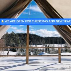 Romantic night in a dome tent lake view