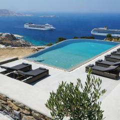 Aether Mykonos 5BR Villa with Serene Port & Town Views
