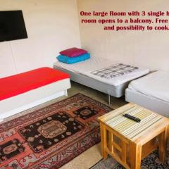 One Large Room with 3 single beds