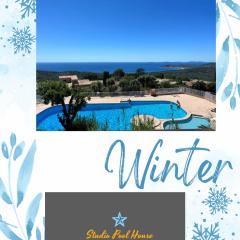 STUDIO POOL HOUSE MDT 2 ETOILES VUE MER PANORAMIQUE AMAZING SEA VIEW WIFI LINGE LINEN INCLUT AIRCONDITIOn