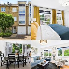 3 bed modern townhouse with self check in, sleeps 6, 35mins direct train to London Waterloo, zone 6