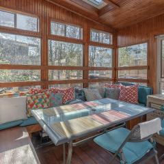 Large deck hot tub massage chair and seasonal swimming pool