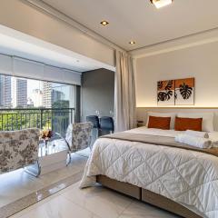 Apartamento moderno no Thera Ibirapuera com varanda e vista livre perto do metro e Congonhas