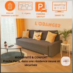 L'ORANGER cosy, moderne, parking privé, proche tramway