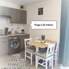 Charmant studio climatisé 24 m2 terrasse à 100m de la plage