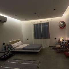 A modern studio in bold colors