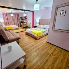 Suite Rosa familiar para hasta 6 huéspedes Amplia, céntrica, con cocineta y baño privado