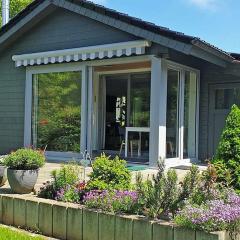 Blockhaus mit Wintergarten und Kamin
