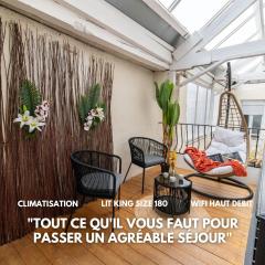 Loft Art Déco Terrasse Verrière Clim Lit king size