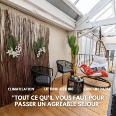 Loft Art Déco Terrasse Verrière Clim Lit king size