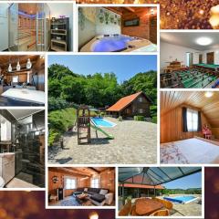 Family Friendly superior villa with heated pool 365 days, whirlpool, sauna, playground and barbeque in privacy near forest