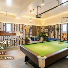 カラオケ ビリヤード 卓球 ダーツ バーベキュー 4寝室8ベッド16名可 読谷村 沖縄中部