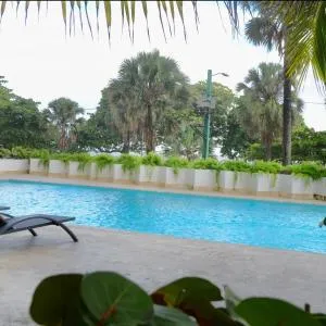 Luxury PH oceanfront, with pool, free pkg and wifi