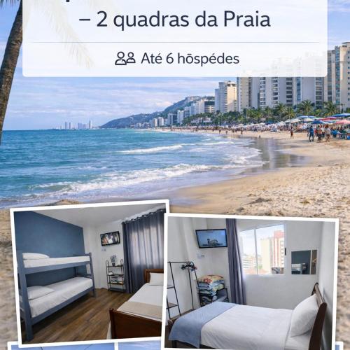 2 quadras da praia - Apto completo em São Vicente ideal para família e trabalho em São Vicente, SP - pousada e hospedagem