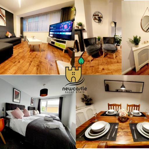Lancaster House - Entire 4Bed House Serviced Accommodation Newcastle FREE WIFI & FREE 1 OFF STREET PARKING SPACE UK, undefined