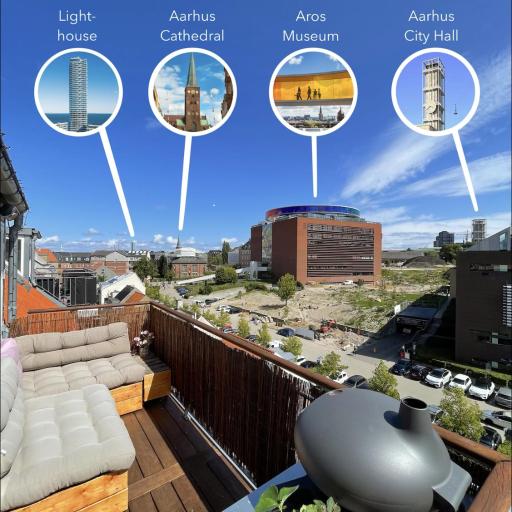 Central rooftop apartment by ARoS with balcony, undefined