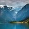 Glacier and waterfall view