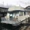 Vintage Houseboat moored in North Vancouver