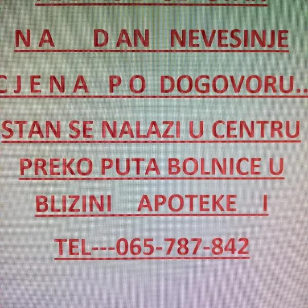 Nevesinje centar Apartman, hotel em Ulog