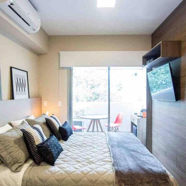BHaus Vila Madalena Eside - Studio Premium com Varanda - Cama Queen - 3o andar - Rua Girassol - Piscina no Rooftop - Academia - Lavanderia pay per use - es1